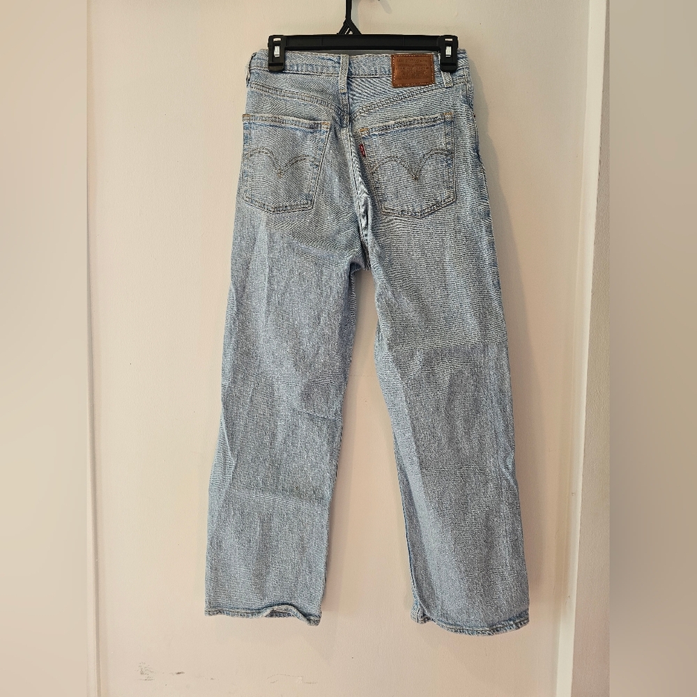 Levi’s Premium Ribcage Straight Ankle Jeans Womens 27 High Rise Distressed Light - Picture 3 of 7